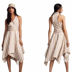 NWT! Maeve by Anthropologie Striped Handkerchief Wrap Shirt Midi Dress. Size 2.